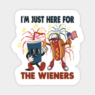 Hot Dog I'm Just Here For The  4Th Of July Magnet