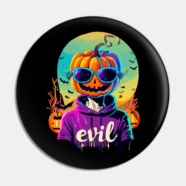 Evil pumpkin creature wearing sunglasses Pin by NegVibe