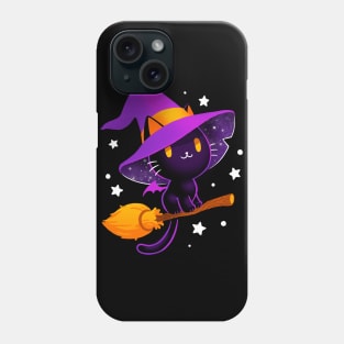 Witch cat - Black magic cat - cute spooky Phone Case