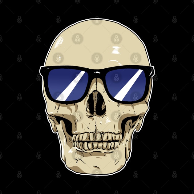 Skull Wearing Sunglasses Blue Lenses by Black Snow Comics