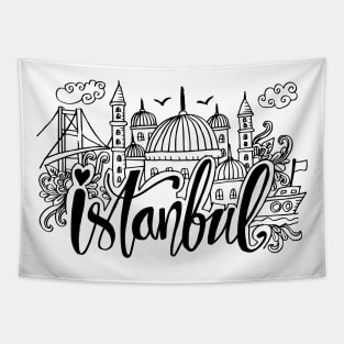 Hand Drawn Symbols Of Istanbul. Tapestry