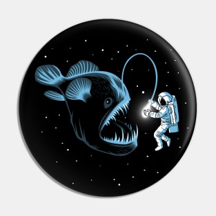 Abyssal fish hunting an astronaut Pin