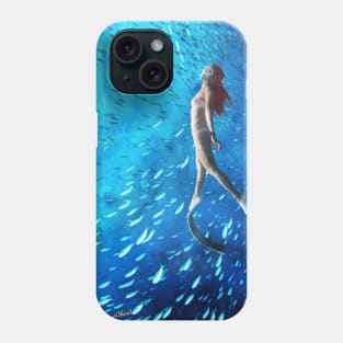Free Diver and the Fish Shoal Phone Case