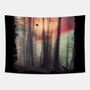 Blurred Vision - Abstract Forest at Sunrise Tapestry