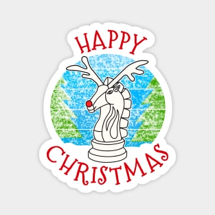 Christmas Chess Player Knight Rudolf The Reindeer Magnet