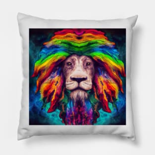 Rasta lion rainbow head Pillow