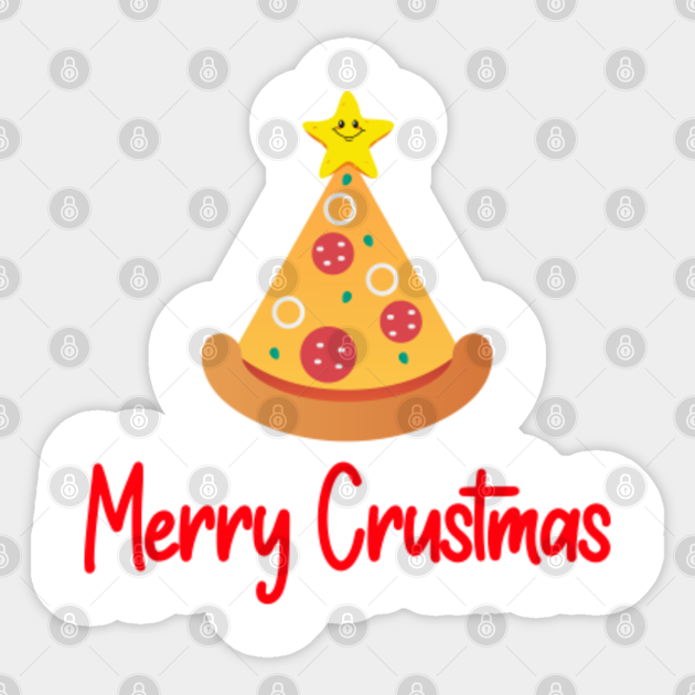 Merry Christmas Funny Food Puns Crustmas Ugly Christmas Sweater Sticker Teepublic