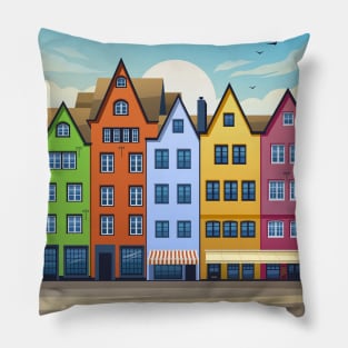 Cologne, Germany Colourful Houses Pillow