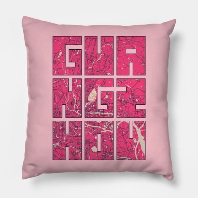 Guangzhou, Guangdong, China City Map Typography - Blossom Pillow by deMAP Studio
