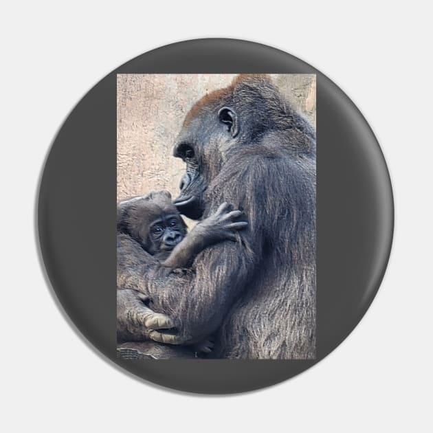 Western Lowland Gorilla and baby Pin by Sharonzoolady