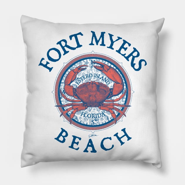 Fort Myers Beach, Florida, with Stone Crab on Wind Rose Pillow by jcombs