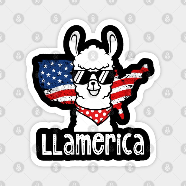 Llamerica 4th of July American Flag Funny Llama Magnet by aneisha