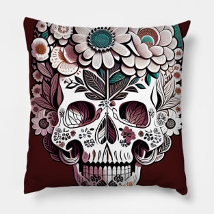 skull flower Pillow