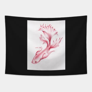 Coral Queen - Betta Fighting Fish Drawing Tapestry