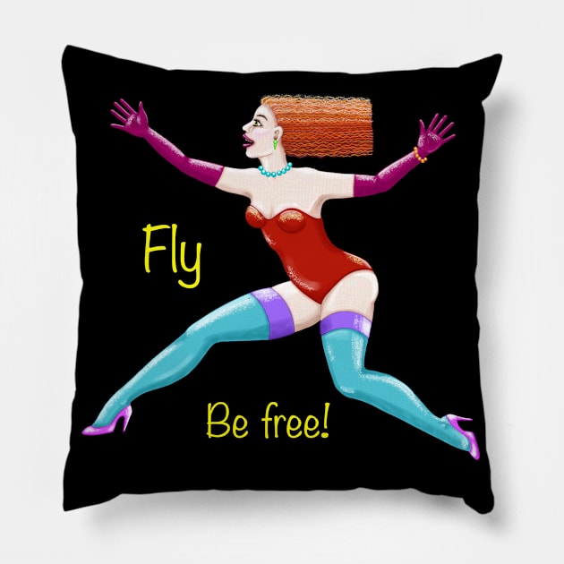 Fly, Be Free! Pillow by SoozieWray