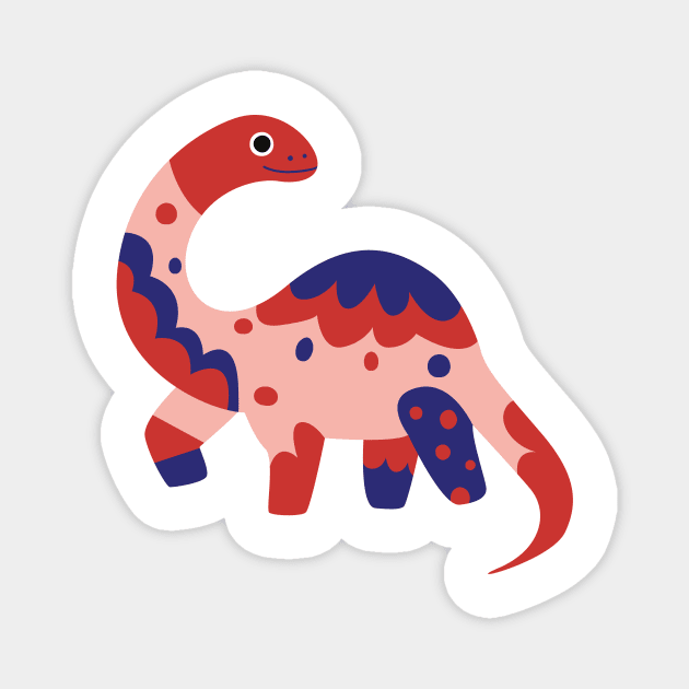 Cartoon Brontosaurus Dino Magnet by FunnyMoonCosmic