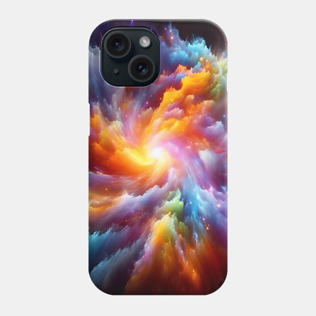 A vibrant explosion of colors swirling together in a cosmic dance, representing the birth of a new galaxy. Phone Case by maricetak