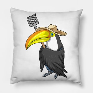 Toucan Farmer Rake Pillow