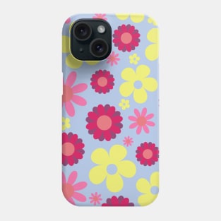 Hippie Floral Pink Yellow Blue Seamless Pattern Phone Case