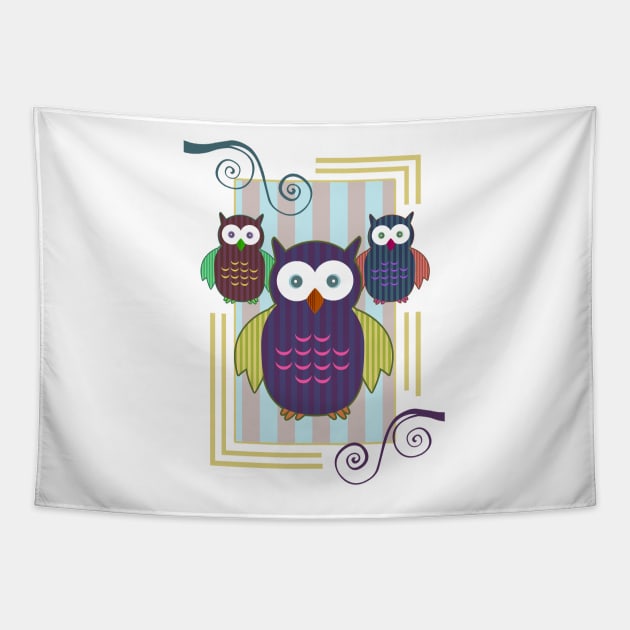 Striped Owls Tapestry by adamzworld