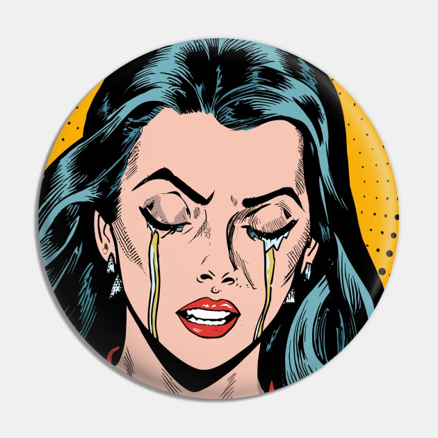 pop art crying girl Pin by Tezatoons