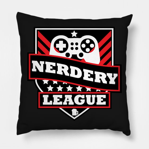 Nerdery League Black/Red Pillow by commandrando