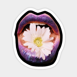 Collage Flower Lips, Retro Surrealism Magnet