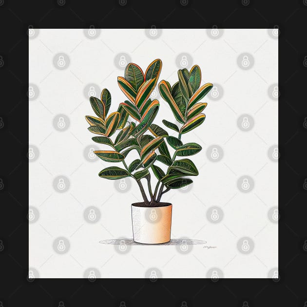 Small ZZ Plant Idea Design Illustration Drawing by unrealartwork