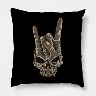 Metal Hand Gesture Sign Skull Pillow