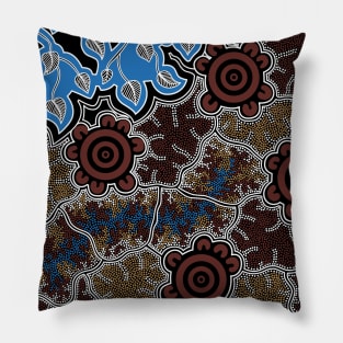 Aboriginal Art - Water Lily Dreaming Pillow