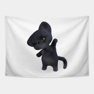 3D rendering of an adorable black Kitten Tapestry