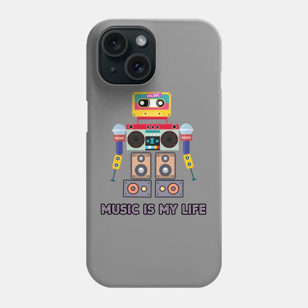 Music is my life,love music, robot Phone Case by zzzozzo