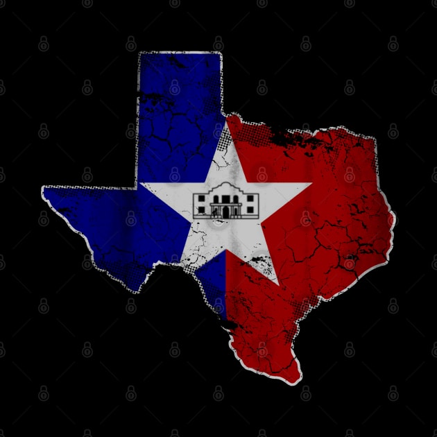 Vintage San Antonio Flag Texas Map Texan State Retro by E