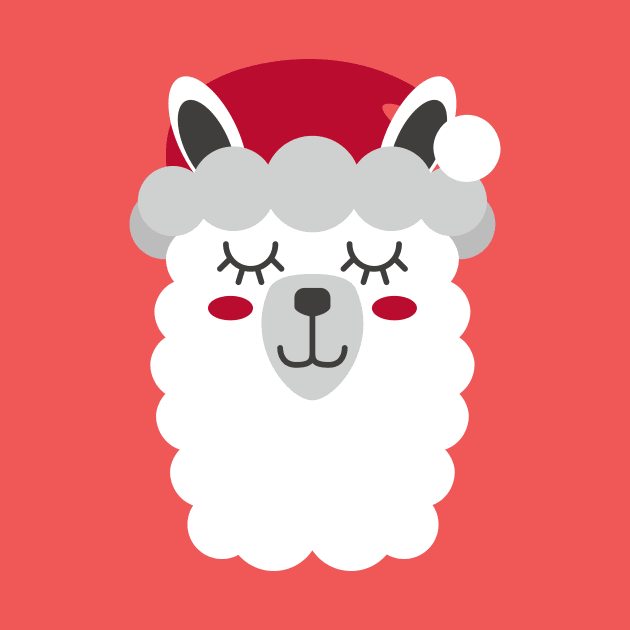 Cute Christmas Llama - Santa Hat by toddsimpson