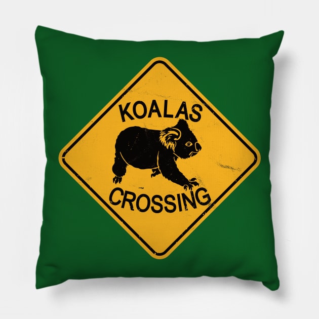 Koala Bear Road Sign - Koalas Crossing Pillow by IncognitoMode