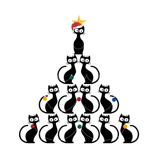 Christmas Black Cat Christmas Tree by Skylane