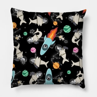 Sharks in space black skies Pillow