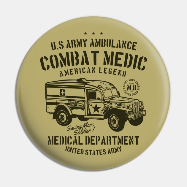 Army Ambulance Combat Medic Pin by lionkingdesign