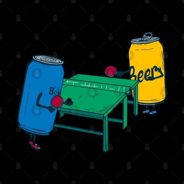 Beer Cans Playing Beer Pong Funny Graphic Design by StreetDesigns