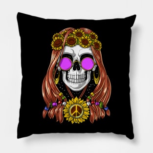 Hippie Skull Pillow