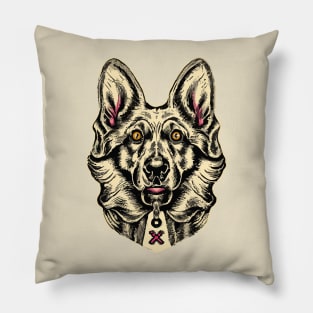 Alsatian Dog Illustration Pillow