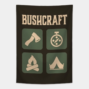 Bushcraft Outdoor Survival Living Nature Camping Adventure Icon Tools Tapestry