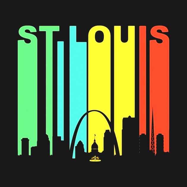 Retro 1970_s St. Louis Missouri Downtown Skyline by Manonee