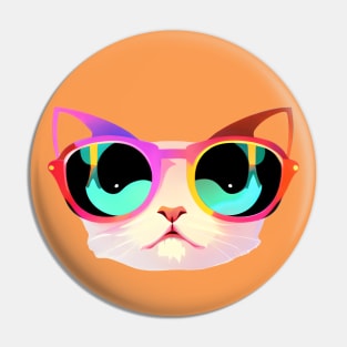 Cool Low Poly Cat wearing Sunglasses Pin