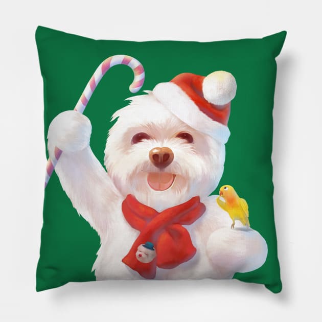 Christmas Dog in Santa Hat Pillow by zkozkohi