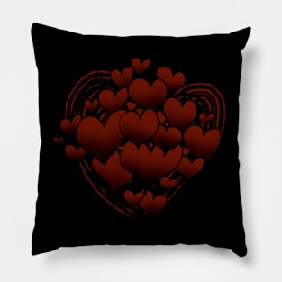 Autumn Hearts Patterned Swirl Heart Pillow