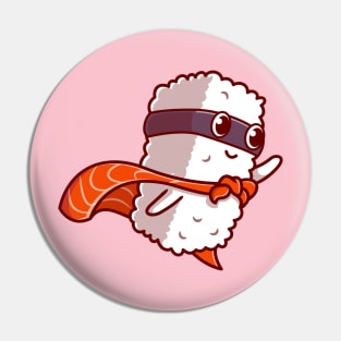 Cute Sushi Salmon Hero Cartoon Pin