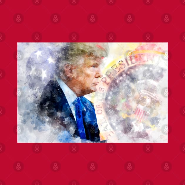 Donald Trump with Seal of the President and American flag by SPJE Illustration Photography