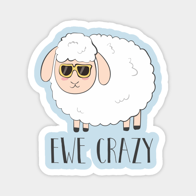 Ewe Crazy Cool Cute Funny Sheep Wearing Sunglasses Design Magnet by Dreamy Panda Designs