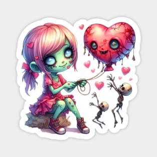 Zombie Girl Flirty Valentine Magnet